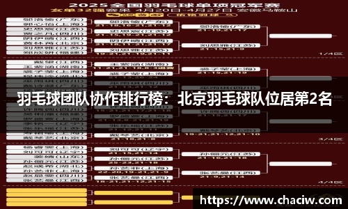 羽毛球团队协作排行榜：北京羽毛球队位居第2名